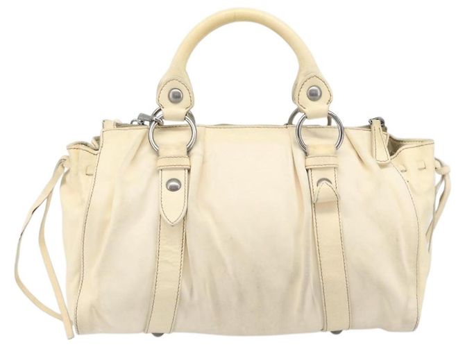 Miu Miu Hand Bag Leather 2way Ivory Silver - vista 3
