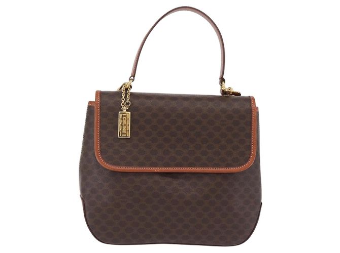 Céline CELINE Macadam Canvas Hand Bag PVC Leather 2way Brown Gold - vista 2