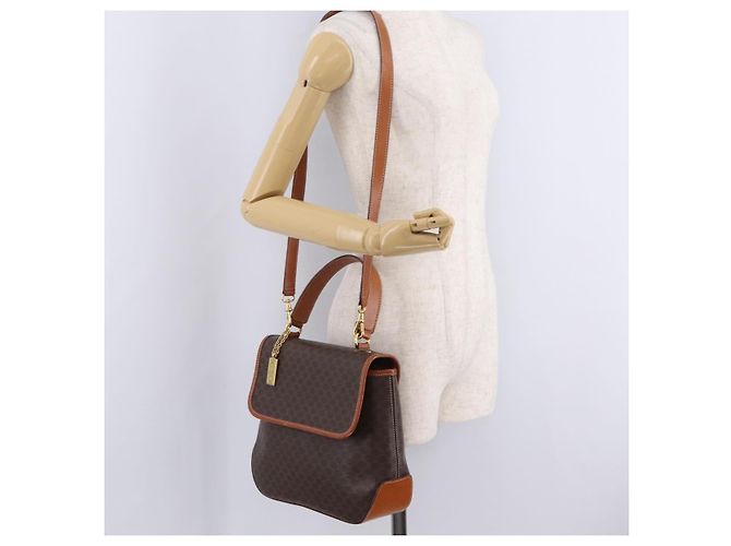 Céline CELINE Macadam Canvas Hand Bag PVC Leather 2way Brown Gold - vista 34