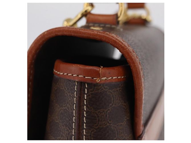 Céline CELINE Macadam Canvas Hand Bag PVC Leather 2way Brown Gold - vista 5
