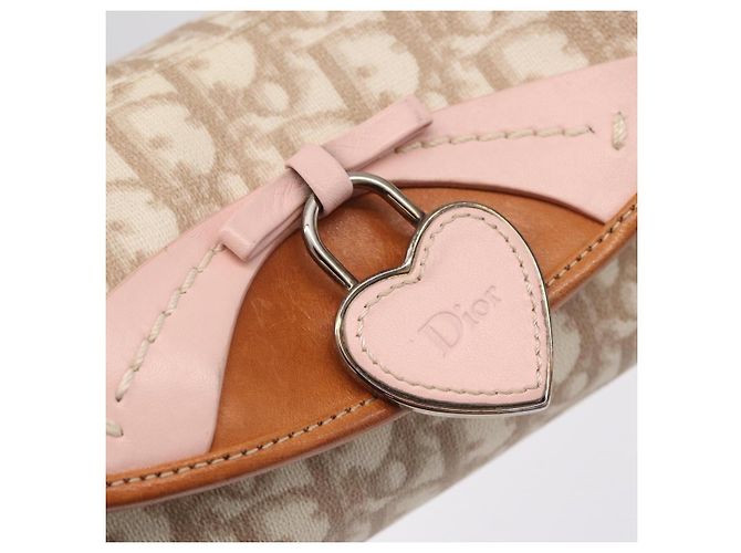 Christian Dior Trotter Canvas Romantic Chain Bag PVC Beige Silver - vista 16