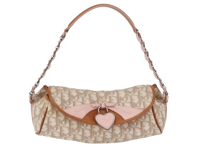 Christian Dior Trotter Canvas Romantic Chain Bag PVC Beige Silver - vista 2