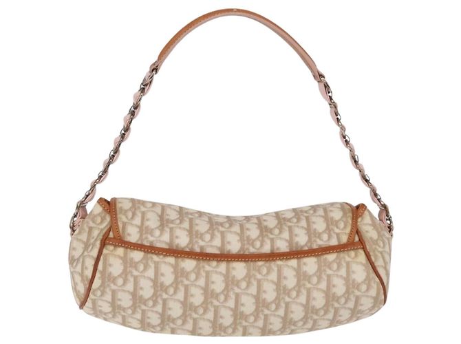 Christian Dior Trotter Canvas Romantic Chain Bag PVC Beige Silver - vista 3