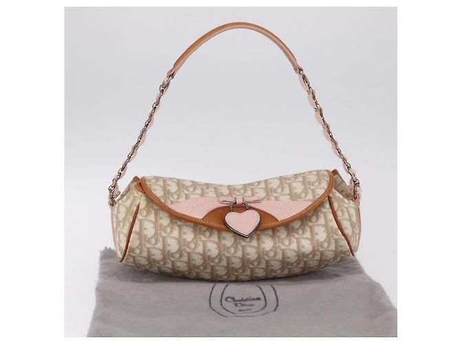 Christian Dior Trotter Canvas Romantic Chain Bag PVC Beige Silver - vista 31