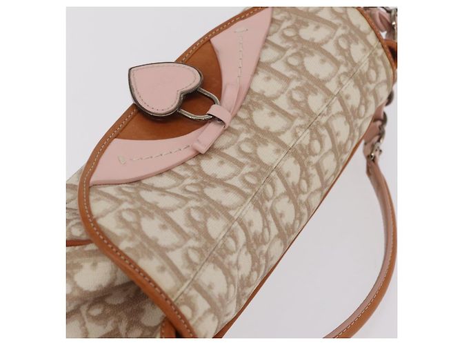 Christian Dior Trotter Canvas Romantic Chain Bag PVC Beige Silver - vista 6
