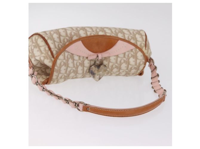 Christian Dior Trotter Canvas Romantic Chain Bag PVC Beige Silver - vista 7