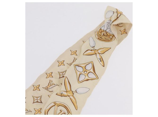LOUIS VUITTON Bandeau BB Louisette Scarf Silk Beige M79619 LV - vista 11
