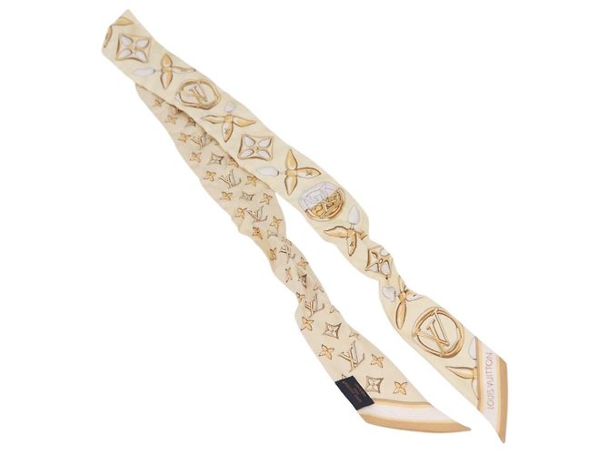 LOUIS VUITTON Bandeau BB Louisette Scarf Silk Beige M79619 LV - vista 2