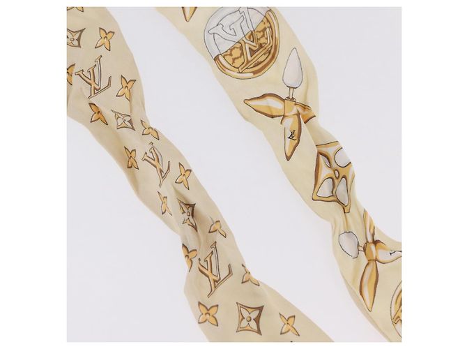 LOUIS VUITTON Bandeau BB Louisette Scarf Silk Beige M79619 LV - vista 4