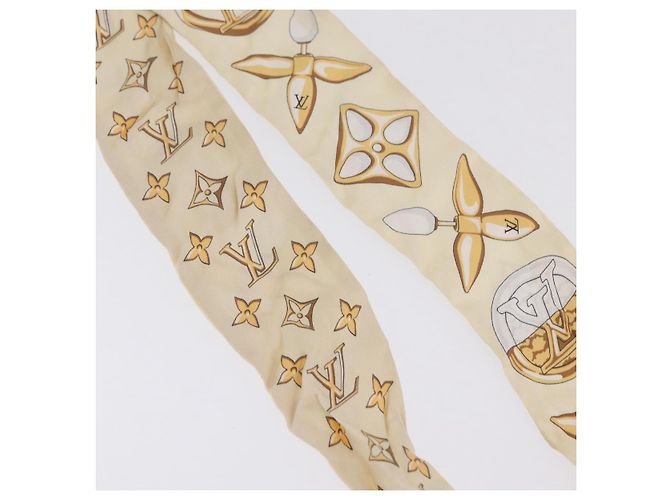 LOUIS VUITTON Bandeau BB Louisette Scarf Silk Beige M79619 LV - vista 5