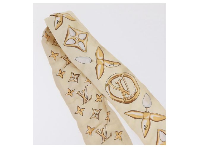 LOUIS VUITTON Bandeau BB Louisette Scarf Silk Beige M79619 LV - vista 6