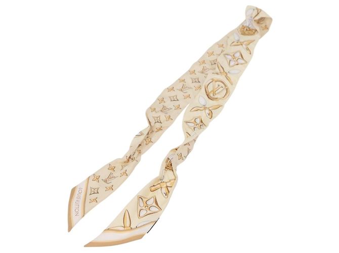 LOUIS VUITTON Bandeau BB Louisette Scarf Silk Beige M79619 LV - vista 7