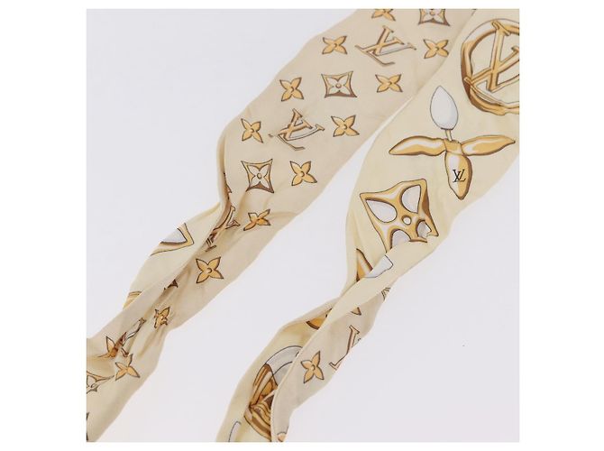 LOUIS VUITTON Bandeau BB Louisette Scarf Silk Beige M79619 LV - vista 9
