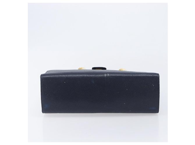 FENDI Bolsa de mão em couro azul marinho e dourado - vista 12