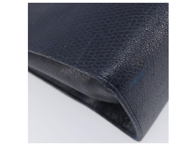 FENDI Bolsa de mão em couro azul marinho e dourado - vista 17
