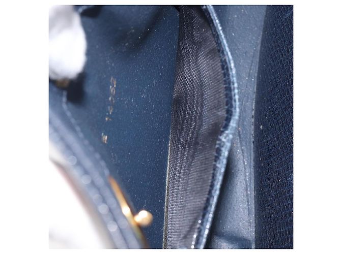 FENDI Bolsa de mão em couro azul marinho e dourado - vista 24