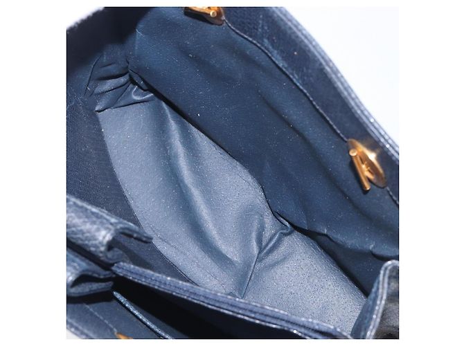 FENDI Bolsa de mão em couro azul marinho e dourado - vista 27