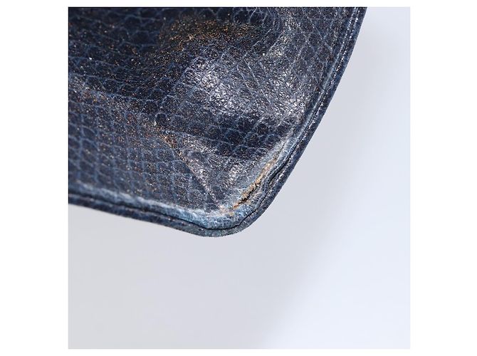 FENDI Bolsa de mão em couro azul marinho e dourado - vista 30