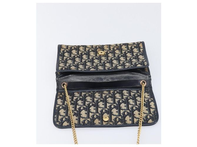 Christian Dior Trotter Canvas Chain Shoulder Bag Navy Gold - vista 12