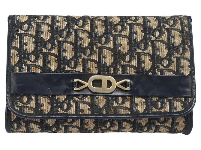 Christian Dior Trotter Canvas Chain Shoulder Bag Navy Gold - vista 13