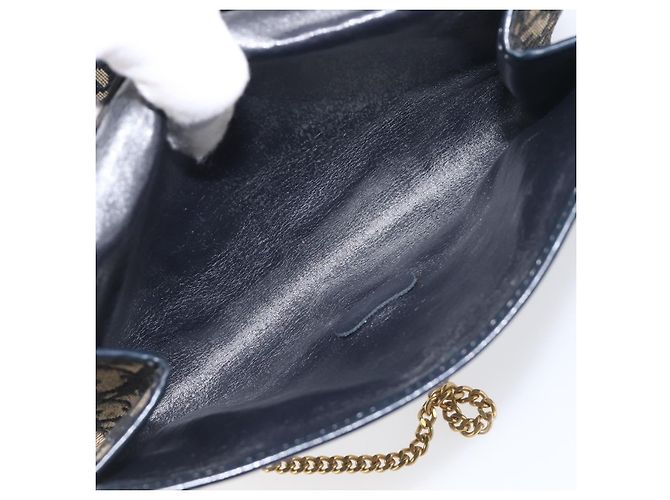 Christian Dior Trotter Canvas Chain Shoulder Bag Navy Gold - vista 20