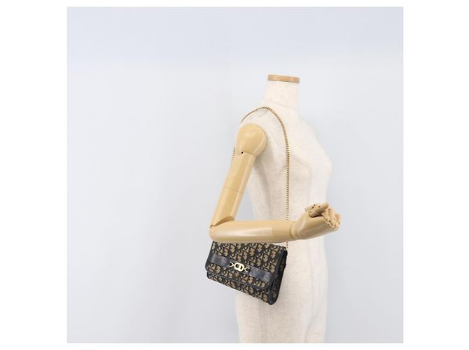 Christian Dior Trotter Canvas Chain Shoulder Bag Navy Gold - vista 23