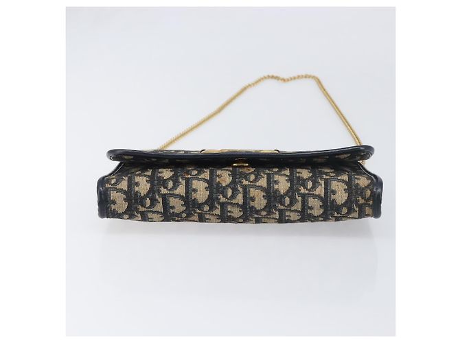 Christian Dior Trotter Canvas Chain Shoulder Bag Navy Gold - vista 5