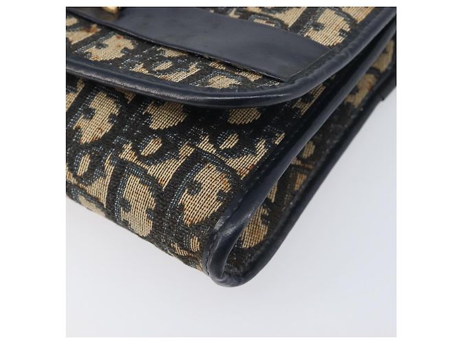 Christian Dior Trotter Canvas Chain Shoulder Bag Navy Gold - vista 8