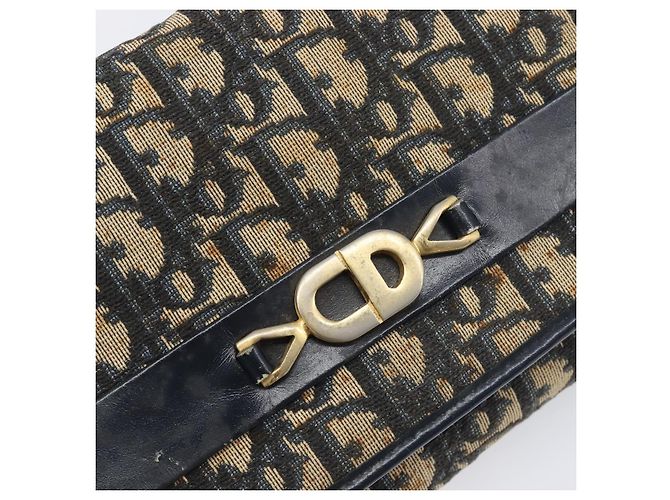 Christian Dior Trotter Canvas Chain Shoulder Bag Navy Gold - vista 9