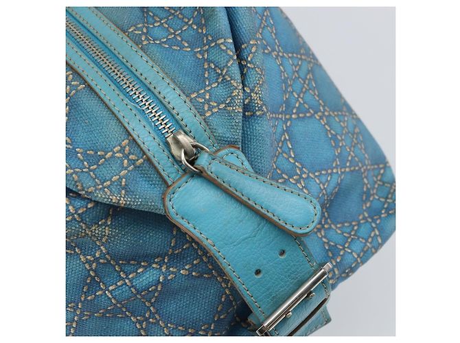 Christian Dior Panarea Boston Bag Coated Canvas Blue Silver - Ansicht 10