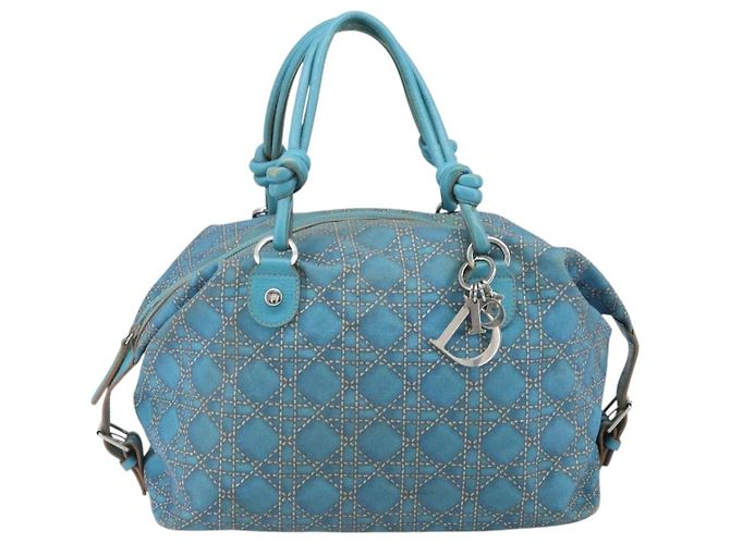 Christian Dior Panarea Boston Bag Coated Canvas Blue Silver - Ansicht 13