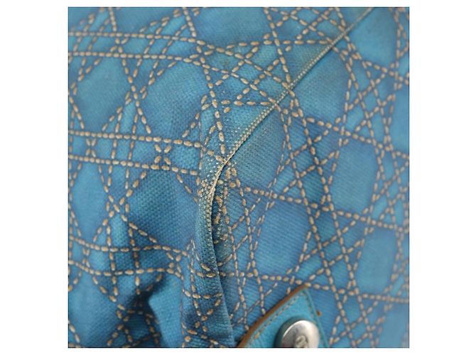 Christian Dior Panarea Boston Bag Coated Canvas Blue Silver - Ansicht 14