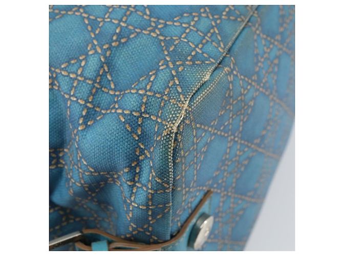 Christian Dior Panarea Boston Bag Coated Canvas Blue Silver - Ansicht 16