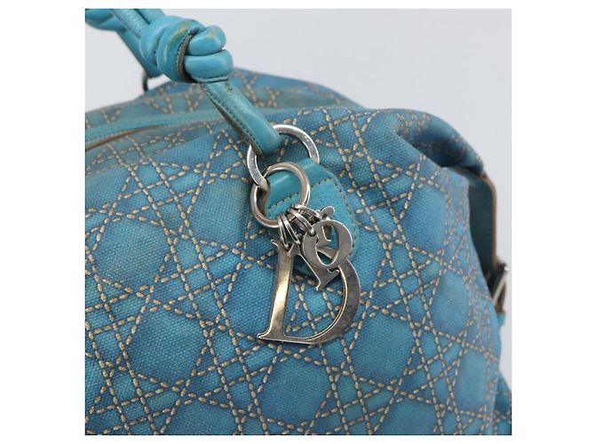 Christian Dior Panarea Boston Bag Coated Canvas Blue Silver - Ansicht 17