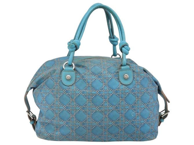 Christian Dior Panarea Boston Bag Coated Canvas Blue Silver - Ansicht 2