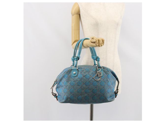 Christian Dior Panarea Boston Bag Coated Canvas Blue Silver - Ansicht 23