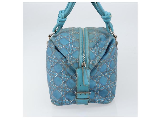Christian Dior Panarea Boston Bag Coated Canvas Blue Silver - Ansicht 4