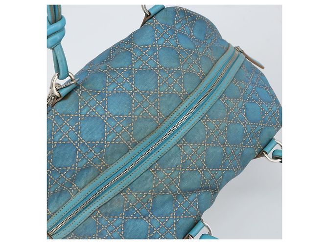 Christian Dior Panarea Boston Bag Coated Canvas Blue Silver - Ansicht 6