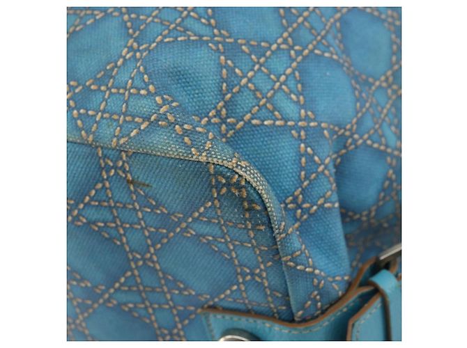 Christian Dior Panarea Boston Bag Coated Canvas Blue Silver - Ansicht 9