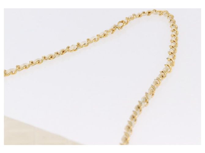 CHANEL Matelasse Chain Shoulder Bag Lamb Skin White Gold CC - vista 14