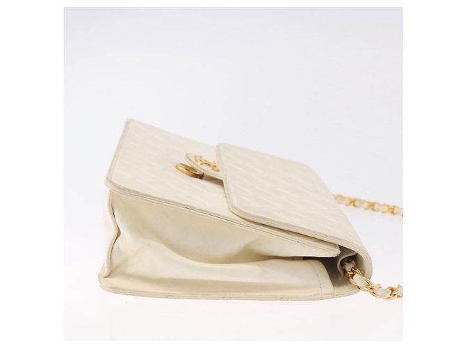 CHANEL Matelasse Chain Shoulder Bag Lamb Skin White Gold CC - vista 3