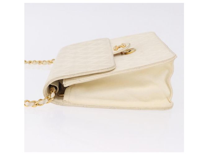 CHANEL Matelasse Chain Shoulder Bag Lamb Skin White Gold CC - vista 4