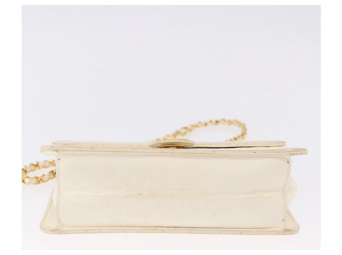 CHANEL Matelasse Chain Shoulder Bag Lamb Skin White Gold CC - vista 5
