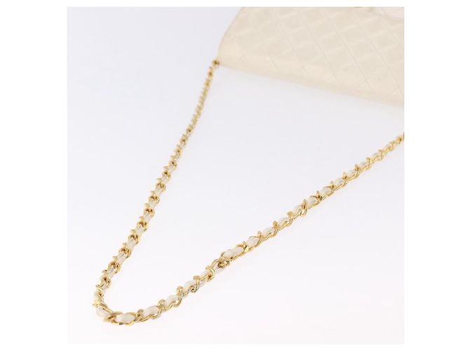 CHANEL Matelasse Chain Shoulder Bag Lamb Skin White Gold CC - vista 7