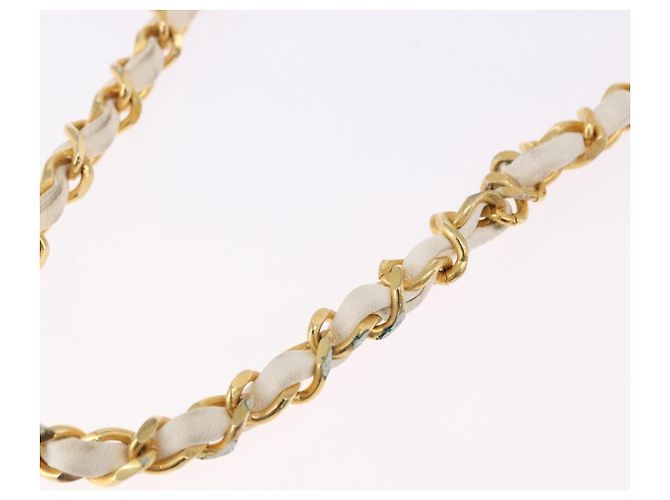 CHANEL Matelasse Chain Shoulder Bag Lamb Skin White Gold CC - vista 8