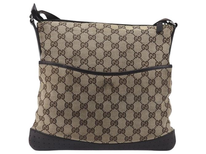 GUCCI GG Canvas Shoulder Bag Beige Silver 145857 - vista 13