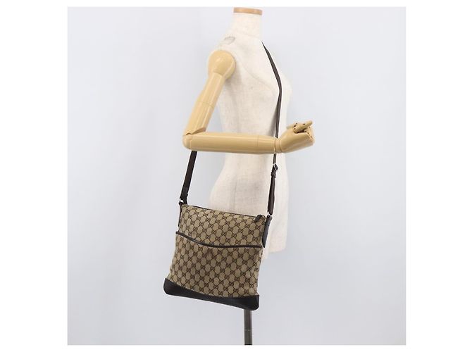 GUCCI GG Canvas Shoulder Bag Beige Silver 145857 - vista 29