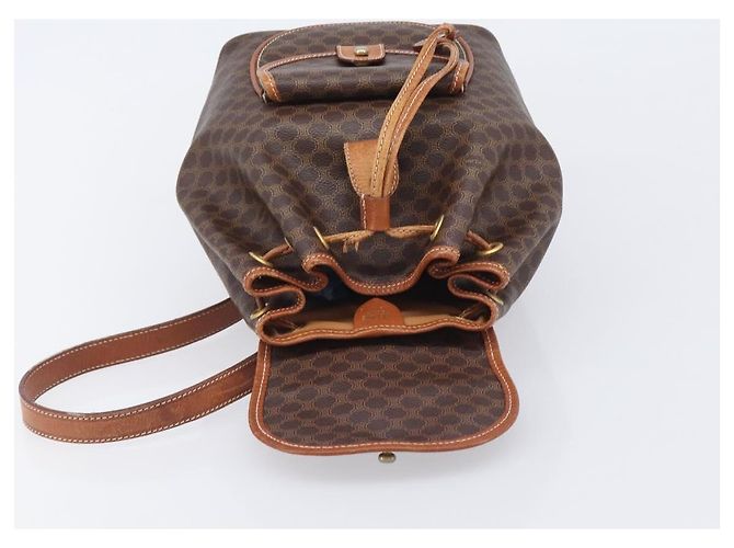 Céline CELINE Macadam Canvas Backpack PVC Leather Brown Gold - vista 23
