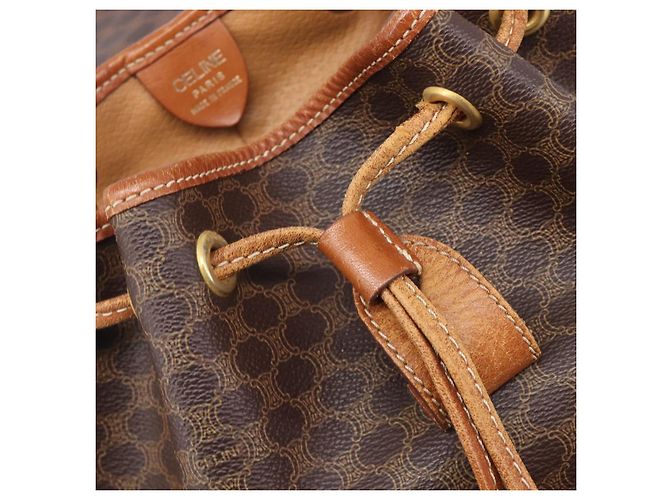 Céline CELINE Macadam Canvas Backpack PVC Leather Brown Gold - vista 24