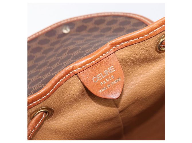 Céline CELINE Macadam Canvas Backpack PVC Leather Brown Gold - vista 26